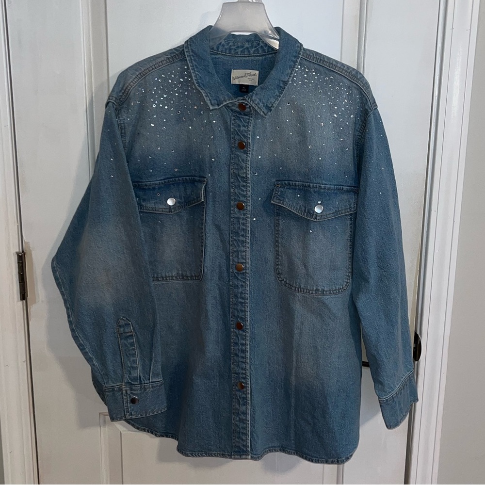 Universal Thread Jean Jacket With Rhinestones - image 1